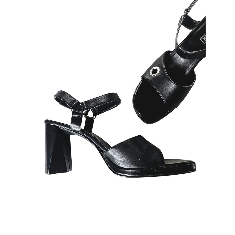 Harley Davidson Dixie leather block heel sandal shoes 8 black